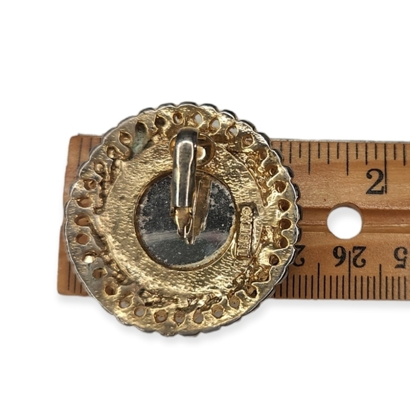 M Lent Red Jewel Clip On Earrings - Picture 3 of 5